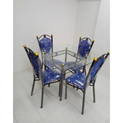 Meja Makan Kaca 4 Kursi + 1 Meja Type Swiss