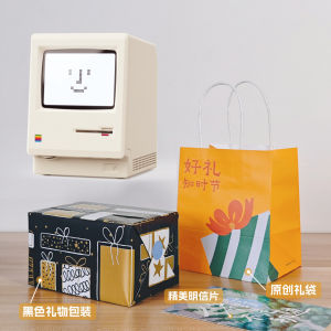 Mac Clock Retro computer alarm clock 1984Classic Design Floppy Disk Launch Ceremony Imitation CRT Screen Time/Date/Temperature Backlight adjustment 1200mAh Battery-powered retro classic creative desktop alarm clock rechargeable decorative ornament giftFa