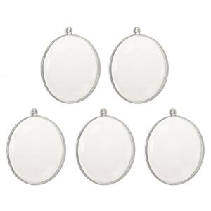 เครื่องประดับพลาสติกใสลูกโลกขนาด3.5นิ้ว5ชิ้นกล่องเครื่องประดับแบบแขวนในเทศกาลคริสต์มาสกล่องเครื่องประดับแบบลูกบอลแบนแบบทำมืองานฝีมือต้นคริสต์มาสตกแต่งงานปาร์ตี้