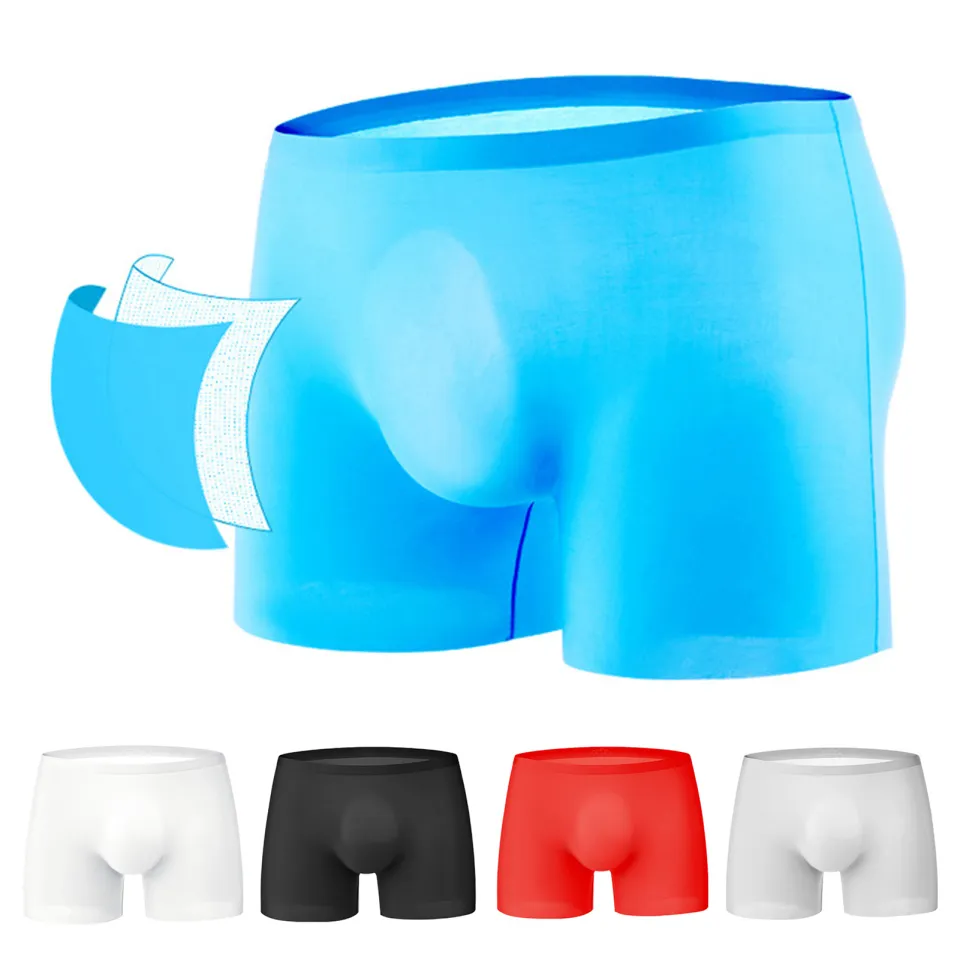 Men's Underwear Ice Silk Ultra Thin Seamless Boxer Briefs Breathable Panties