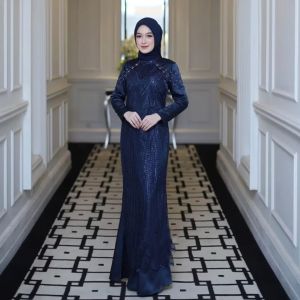 Luvita Dress Brokat Spangle Matt Velvet Premium Mewah Elegan 2025 Simple Muslim Pesta Kondangan Wanita Remaja Ootd Hijab Outfit Viral