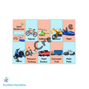 Flashcard Kendaraan Edukatif - 30 Lembar Free Ring