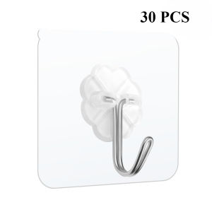 50/10pcs Transparent Wall Hooks Holder Self Adhesive Door Wall Hangers Strong Adhesive Hooks for Kitchen Bathroom Storage
