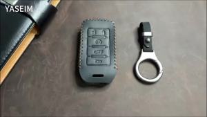YaSeim Compatible with Jeep Key Fob Cover with KeychainLeather Car Key Fob Case for 2025 2024-2021 Grand Cherokee L Grand Wagoneer L Wagoneer Grand Cherokee 5 Buttons Smart Remote Key Accessories