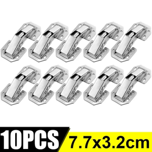 10ชิ้น บานพับตู้ บานพับสำหรับตู้และประตูแบบไม่ต้องเจาะรู 90° บานพับไฮดรอลิกบัฟเฟอร์ บานพับประตูขนาด 3 นิ้ว อุปกรณ์ฮาร์ดแวร์เฟอร์นิเจอร์ด้วยสกรู