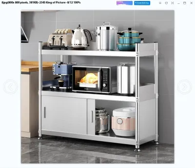 Kitchen Cabinet Storage Floor Stainless Steel Standing Cabinet Kitchen Household Sliding Type With Door Multi Layer Microwave Oven Rack