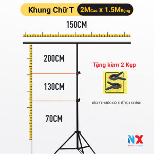 Khung treo phông nền chữ T kích thước cao 2m ngang 1.5m treo backdrop chụp ảnh