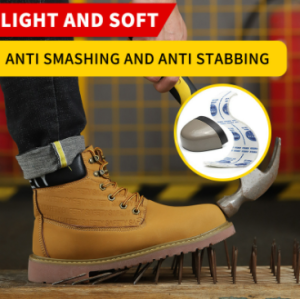 QINHUIZE High-top safety shoes mens steel toe cap anti-smashing anti-puncture fashion work shoes protective shoes