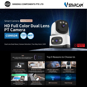 VStarcam CS995DR Dual Lens Dual View Full Color PT Smart IP Camera (APP:O-KAM Pro/Vstarcam) with Safety Mark