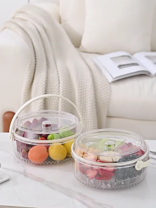 Round Divided Sealed Ice Tray With Lid For Chilled Fruits Sushis Organizers And Party Serving
