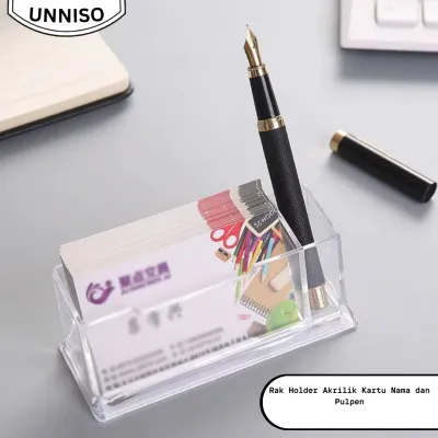 UNNISO - Rak Holder Akrilik Kartu Nama dan Pulpen