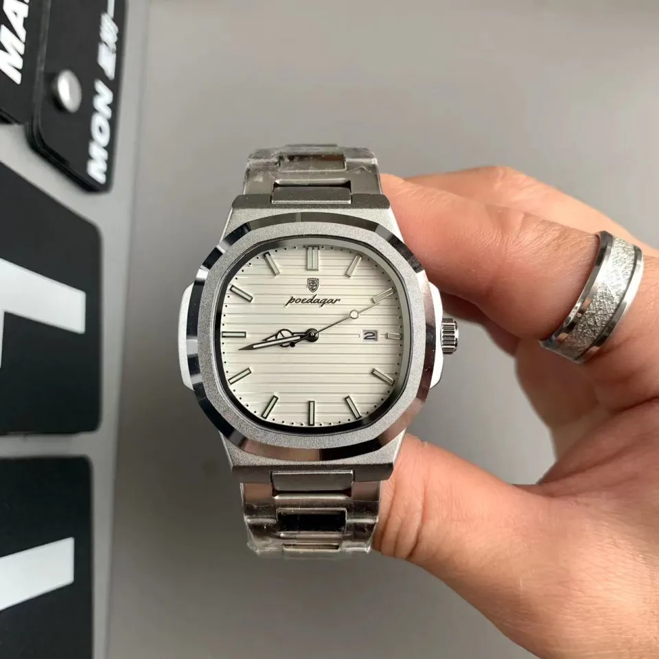 POEDAGAR Watch for Men Retro Square Dial Business and Leisure Luminous  Waterproof Calendar Display Quartz Watches Shock Resistant Calendar Watch  Stainless Steel Strap Watch - Lazada | Lazada