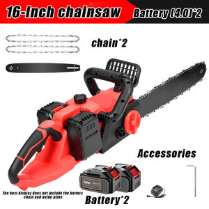 16" Cordless Chainsaw Heavy Duty Chainsaw Sharp cutting Dual battery powered Suitable for cutting large trees