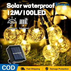 VIVOLILV 【24H SHIP】LED Solar Garden Light 8 Lighting modes Outdoor Waterproof Solar String Lights Garden LED Bubbles Crystal Ball Globe Fairy Light Christmas Garden LED Solar String Lights Bubbles Crystal Ball Globe Fairy