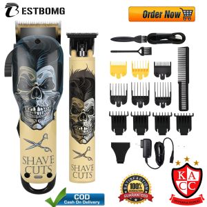 KACC Wireless Hair Clipper Razor Cordless Hair Trimmer Rechargeable Advanced Electric Shears Skull Design Titanium Gold Steel Blade Hair Cutter Groomer For Men Women Kids and Pets Barber Salon Household Use Appliance Hair Cutting Tool Pang Gupit