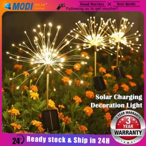 MODI Night Sensor Solar LED Firework Lights 120LED Light Waterproof String Fairy Light 2 modes Garden Home Decoration