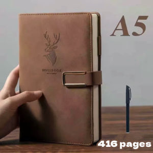 Deer Head Notebook 416 Pages Faux Leather Note-book A5 Super Thick Diary Writing Notepad Office School Supplies