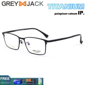 Grey Jack Frame Kacamata Antiradiasi Titanium Bisa Minus Style Kotak Elegant Simple Fashion Pria Terbaru 99089