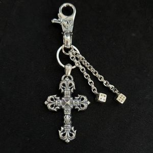 Ćhřomę & Ĥeaŕts S925 Silver Hip-hop Street Creative Design Cross Element Sieve Chain Style Keychain