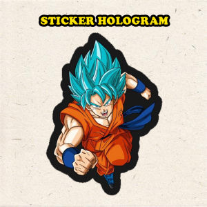 Stiker Hologram Anime Goku Saiya blue Dragon ball ukuran 7 cm