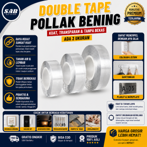 double tip nano Double Tip Bening Nano Tape Tahan Air Super Kuat - NANO DOUBLE TAPE - ISOLASI SOLATIP BENING 2 SISI PEREKAT WATERPROOF