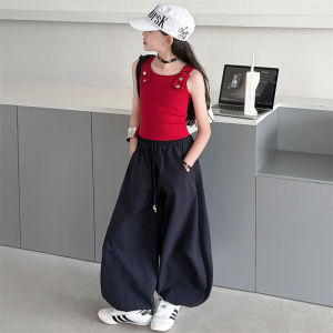 Children‘s Clothes From 5 To 14 Years Teenage Clothing Sets Vest Top and Sweatpants 2Pcs Girls Fashion Streetwear Korean Outfits h260702