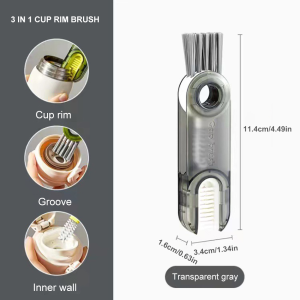 3-in-1 Cup Rim Cleaning Brush Multifunctional Rotatable Mini Groove Gap Bottle Cleaner Brush