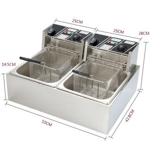 20L Electric Deep Fryer Dual Cylinder Heavy Duty Deep Frying 220V Stainless Steel Frying Machine French Fries Chicken