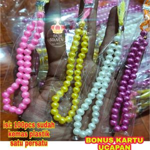 ( Raja Souvenir ) isi 100pcs TASBIH MUTIARA BAHAN MUTE MENGKILAT sovenir unik sofenir murah bermanfaat / bisa oleh oleh haji dan umroh