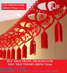 ĐÁM CƯỚI - DÂY TREO CHỮ HỶ ĐỎ TRANG TRÍ ĐÁM CƯỚI SIÊU SANG TRỌNG DÀI 3m VÀ LỒNG ĐÈN CHỮ PHÚC