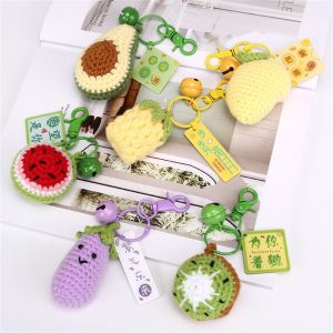 CHARMST Pineapple Knitted Keychain Avocado Mango Watermelon Crochet Fruit Key Chain Bag Accessories Cartoon Weaved Keyrings Bag Pendants