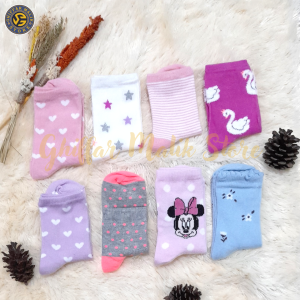 Paket 3 Pasang Kaos Kaki Anak Perempuan TK SD | Motif Kartun Lucu Random | Lembut & Nyaman