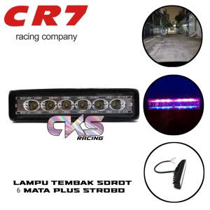 Lampu Tembak Sorot 6 Mata LED Bar Cree 6 Titik Strobo Flash CR7