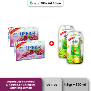 Vegeta Dus 6S Herbal 2x 4.6Gr Mengatasi Konstipasi / Susah BAB & Adem Sari Ching Ku Sprakling Lemon 2x320 Ml