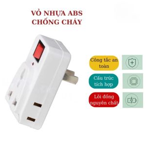 Phích cắm chuyển đổi đa năng MY-K4 1 ra 3 có công tắc có đèn báo