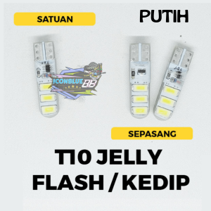 iconblue88 Lampu Sein Motor Led T10 Jelly Warna PUTIH Mode Kedip lampu senja Kedip Flash Lampu Sen Motor Senja Mobil 6 mata 12V DC universal