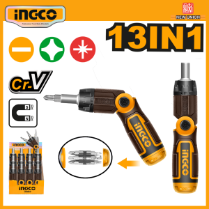 INGCO 13 IN 1 RATCHET SCREWDRIVER SET | FOLDING HANDLE | AKISD1208