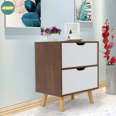 JSShop 2 Drawer Wooden Bedside Table Nightstand Side Storage