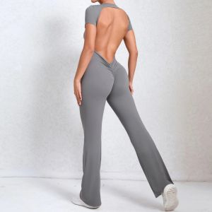 Long-Sleeved Suit Women Backless Sports Jumpsuit Female Push up Rompers Quick Drying Yoga Clothing Workout Bodysuits2026