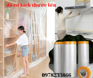 Màng nilon che phủ ngăn bụi nội thất đa năng ABA11x20 chống ẩm mốc giữ mới nội thất có một đầu dán rộng 11m dài 20m