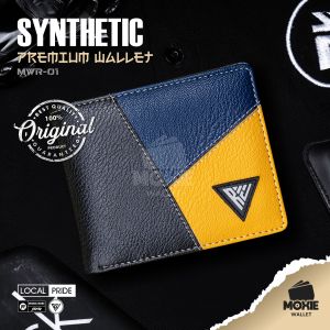 Dompet Lipat Pria Cowok Laki Laki Cowo Remaja Simple Keren Kekinian Synthetic Leather Wallet MWR01 Bahan Kulit Sintetis PU Premium