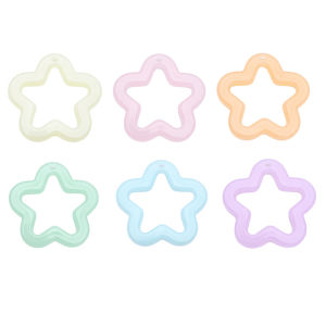 20Pcs 30mm Acrylic Jelly Colorful Five Pointed Star Beads Charms for Jewelry Making DIY Bracelet Necklace Earrings Accessories