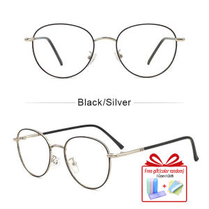 0-400 Photochromic Graded Glasses High-end Mens and Womens Metal Round Frame Anti-radiation Glasses for Nearsighted