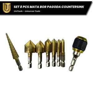Mata Bor Pagoda Heksagonal Countersink ( Paket Set 8 Pcs )