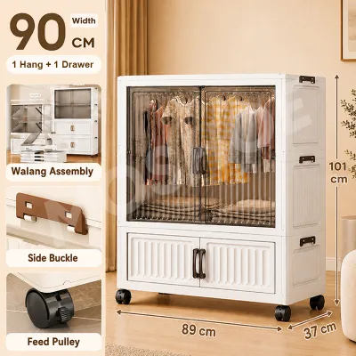 MOSHOE Folding Wardrobe Cabinet Drawer High Capacity Durabox with Big Wheels for Clothes Baby Toys & Home Storage