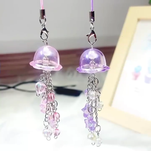 Attractive Jellyfish Phone Charm Accessory Sparkling Jellyfish Shaped Phone Charm Womens Phones and Earphones