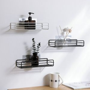 Kệ Dán Tường Hình Chữ Nhật Kệ Để Đồ Nhà Bếp Nhà Tắm Decor Phòng Thép Sơn Tĩnh Điện Hàng Chắc Chắn Loại 1 - Tặng Kèm Miếng Dán