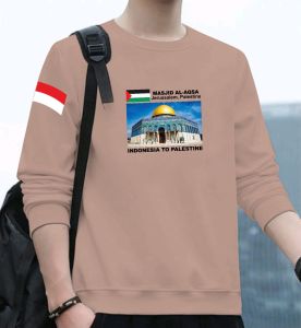 Bisa COD Sweater Keren Crewneck Elegan Kaos Pria Trendy Sweatshirt Kasual Sweter Cowok Baju Al Aqsa Palestine