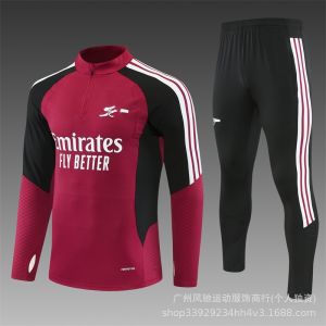 AU2627 Season long-sleeved half-zip football training suit among Real Madrid Barcelona Arsenal and Chelsea fans