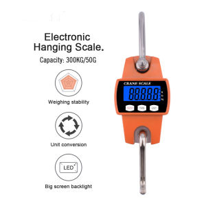 300kg Electronic Hanging Scale Lcd Digital Electronic Stainless Steel Hook Screw Hanging Weight Crane Scales Weighing Balance Precise And Portable Electronic Hanging Scale